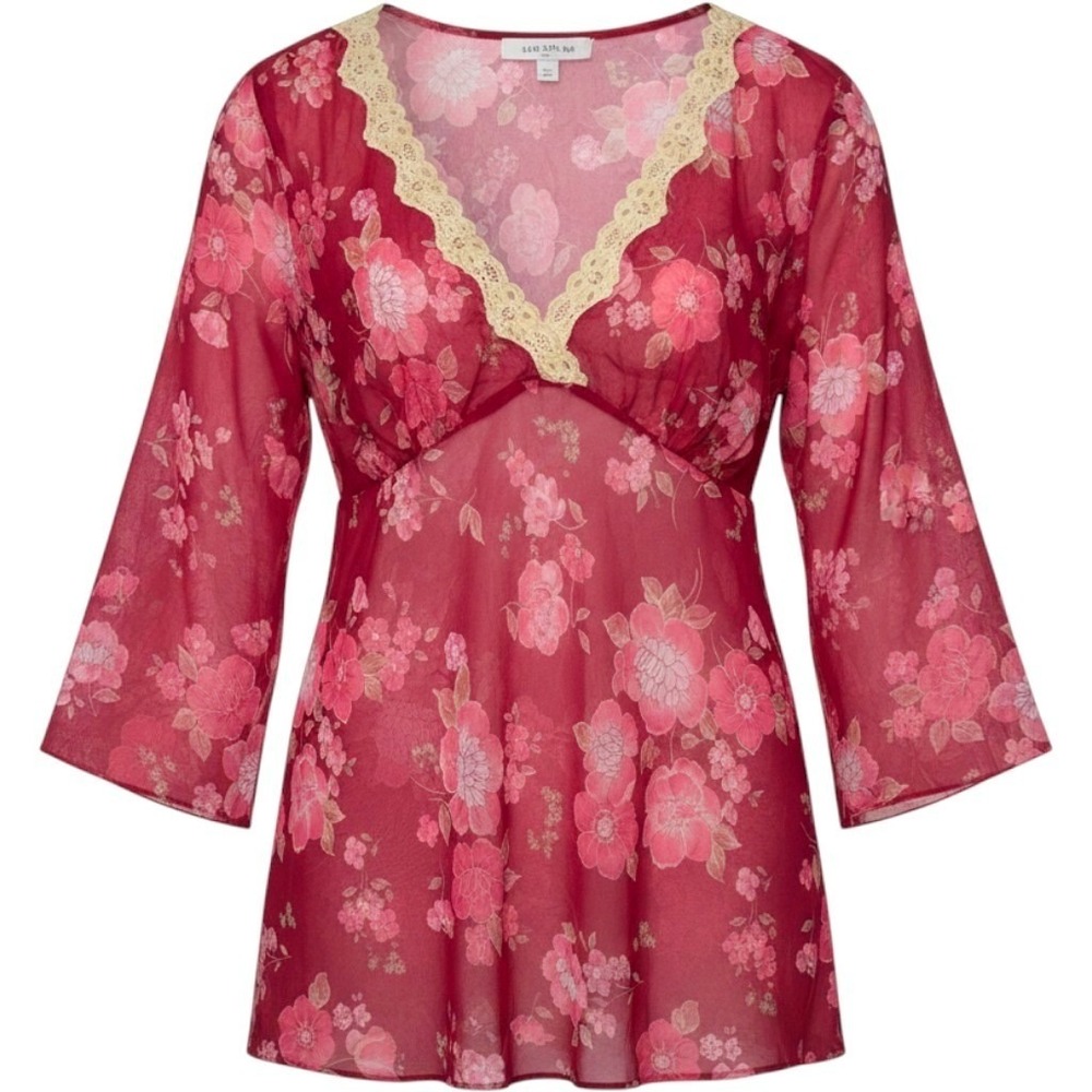 VTG Avon Sheer Floral Top Chiffon Cottagecore Chemise Lingerie Nightie Womens 3X